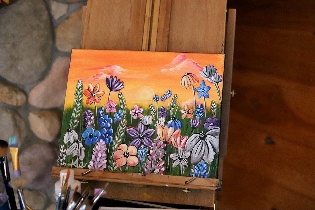 Sunset Wildflowers Painting