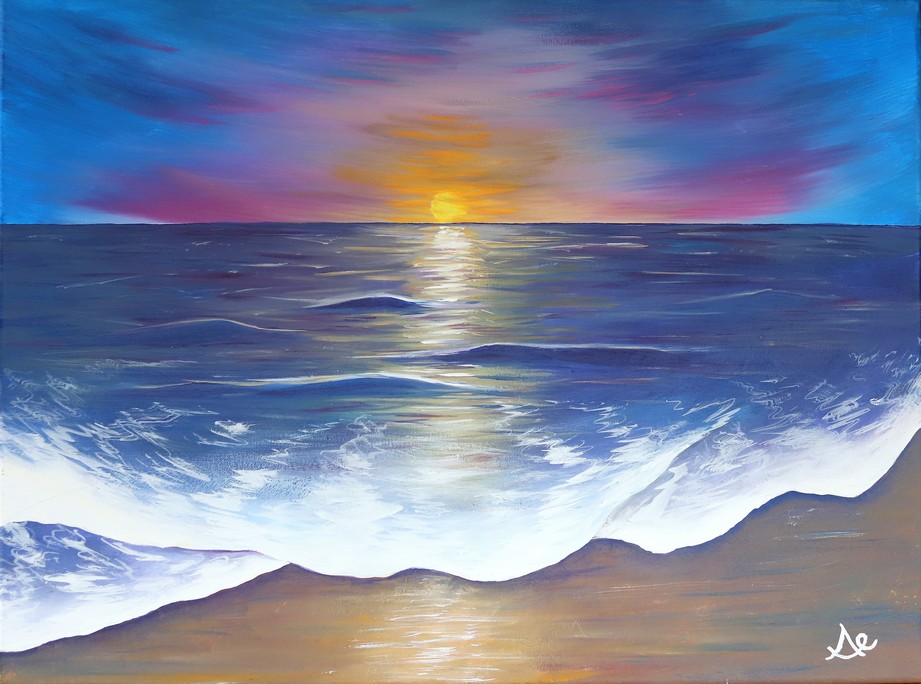 ocean seascape sunset painting