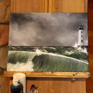 stormy ocean lighthouse painting