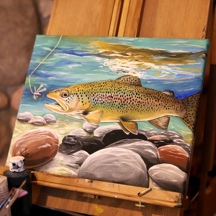 wildlife painting of a trout