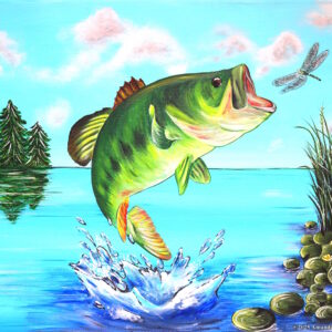 lake bass nature painting