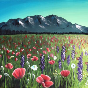 landscape mountain flower painting