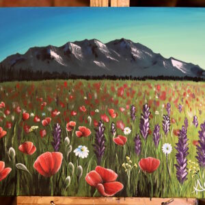 MOUNTAINS AND WILDFLOWERS PAINTING
