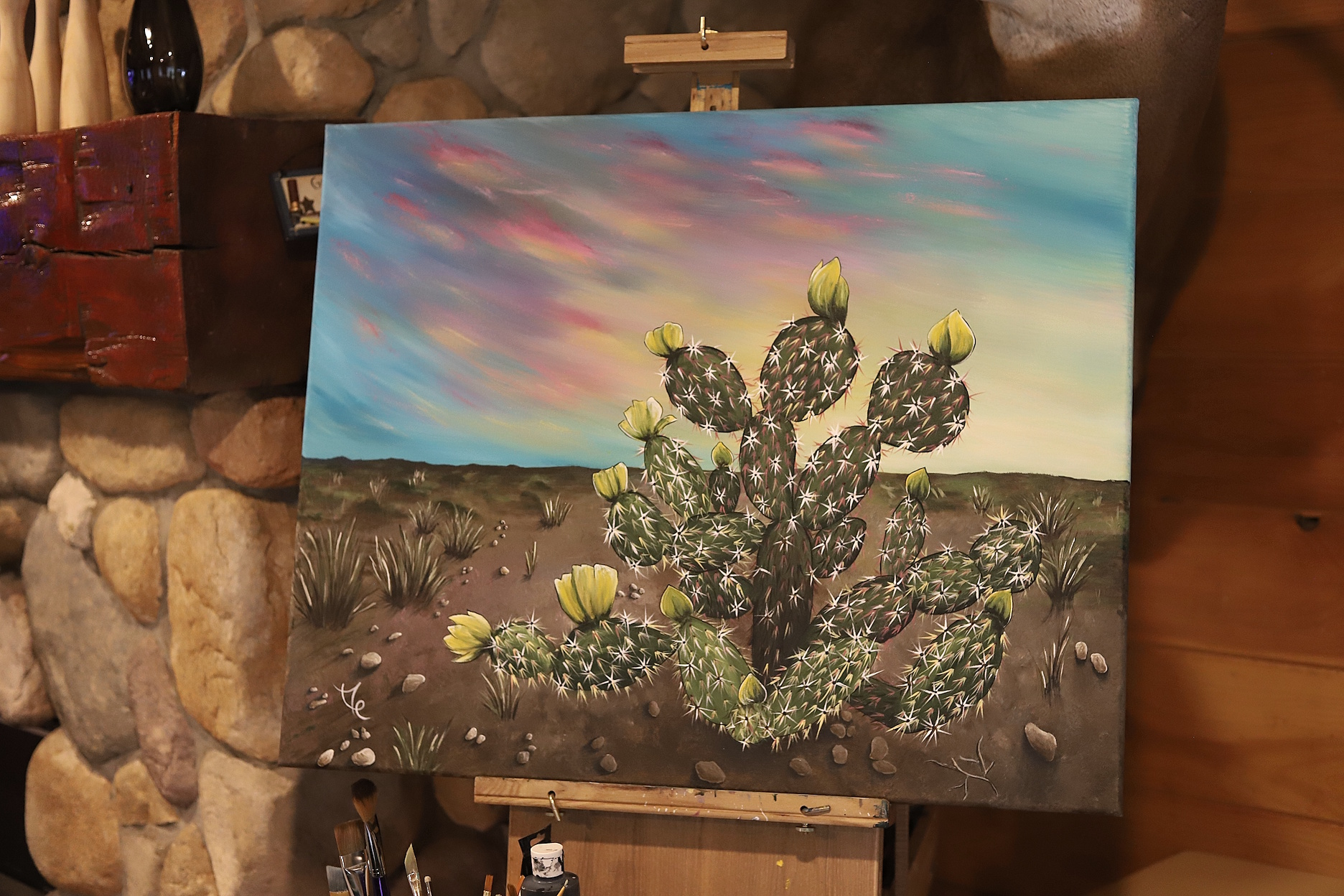CACTUS DESERT LANDSCAPE PAINTING