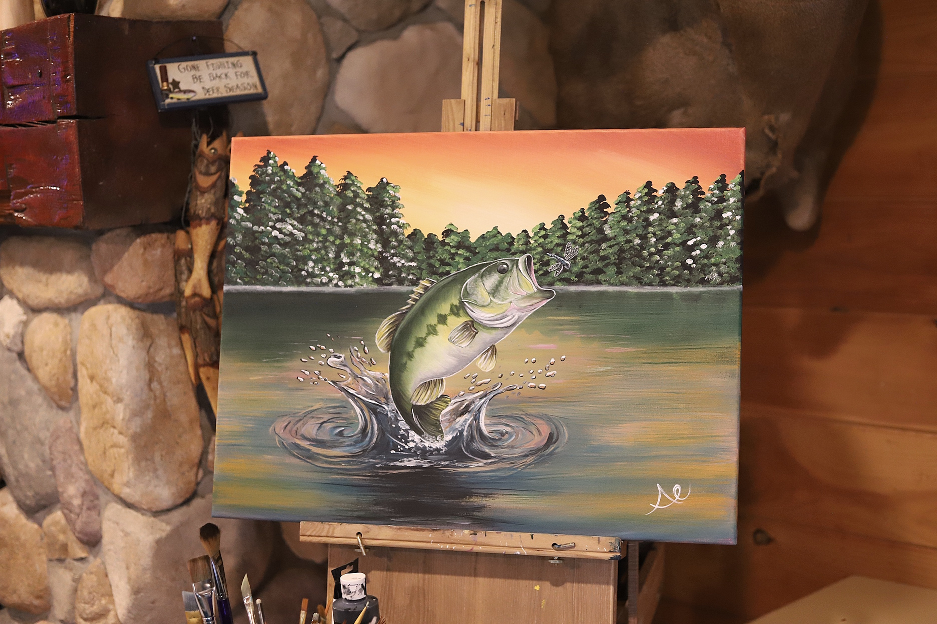 FISH LANDSCAPE WILDLIFE PAINTING