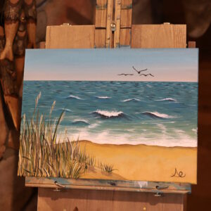 Painting of a fresh summer beach scene